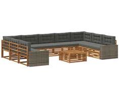 Lauko sofos komplektas 10 pcs Natūralus ir antracitas