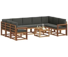Lauko sofos komplektas 10 pcs Natūralus ir antracitas