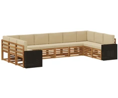 Lauko sofos komplektas 10 pcs Natūralus ir bežinis Poliesteris