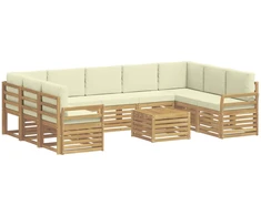Lauko sofos komplektas 10 vnt. 9 vietos Balta ir kreminė