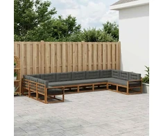 Lauko sofos komplektas 10 vnt. Natūralus ir antracitas