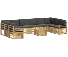Lauko sofos komplektas 11 pcs Balta ir antracito