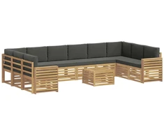 Lauko sofos komplektas 11 pcs Balta ir antracito