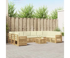 Lauko sofos komplektas 11 pcs Balta ir kreminė 59 x 59 x 37 cm