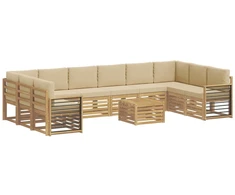 Lauko sofos komplektas 11 pcs Balta ir kreminė 59 x 59 x 37 cm