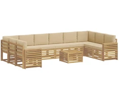 Lauko sofos komplektas 11 pcs Balta ir kreminė 59 x 59 x 37 cm