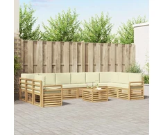 Lauko sofos komplektas 11 pcs Balta ir kreminė 59 x 59 x 37 cm