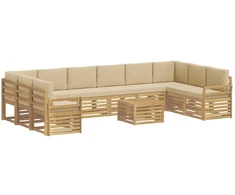 Lauko sofos komplektas 11 pcs Balta ir kreminė 59 x 59 x 37 cm