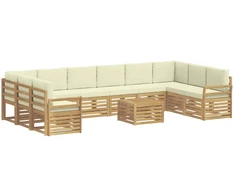 Lauko sofos komplektas 11 pcs Balta ir kreminė 59 x 59 x 37 cm