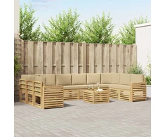 Lauko sofos komplektas 11 pcs Balta ir kreminė 59 x 59 x 37 cm