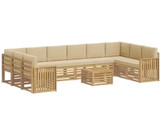 Lauko sofos komplektas 11 pcs Balta ir kreminė 59 x 59 x 37 cm