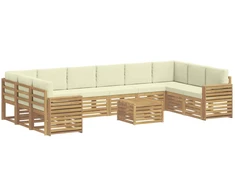 Lauko sofos komplektas 11 pcs Balta ir kreminė 59 x 59 x 37 cm