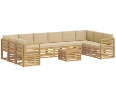 Lauko sofos komplektas 11 pcs Balta ir kreminė 59 x 59 x 37 cm