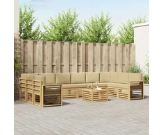 Lauko sofos komplektas 11 pcs Balta ir kreminė 59 x 59 x 37 cm