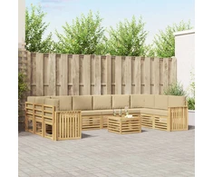 Lauko sofos komplektas 11 pcs Balta ir kreminė 59 x 59 x 37 cm