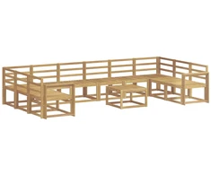 Lauko sofos komplektas 11 pcs Balta Kietos akacijos mediena