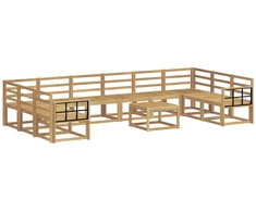 Lauko sofos komplektas 11 pcs Balta Kietos akacijos mediena