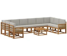 Lauko sofos komplektas 11 pcs Natūrali ir šviesiai pilka