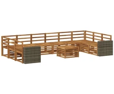 Lauko sofos komplektas 11 pcs Natūrali Kietos akacijos mediena