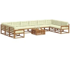 Lauko sofos komplektas 11 pcs Natūralus ir grietinėlė