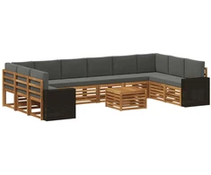 Lauko sofos komplektas 11 pcs Natūralus ir antracitas