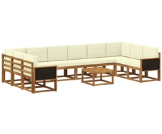 Lauko sofos komplektas 11 pcs Natūralus ir grietinėlė