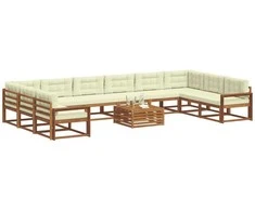 Lauko sofos komplektas 11 pcs Natūralus ir grietinėlė