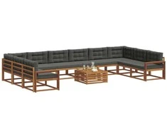 Lauko sofos komplektas 11 pcs Natūralus ir antracitas