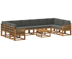 Lauko sofos komplektas 11 pcs Natūralus ir antracitas