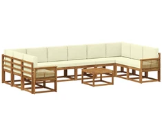 Lauko sofos komplektas 11 pcs Natūralus ir grietinėlė