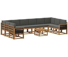 Lauko sofos komplektas 11 pcs Natūralus ir antracitas