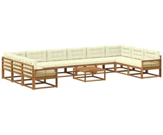 Lauko sofos komplektas 11 pcs Natūralus ir grietinėlė