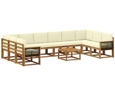 Lauko sofos komplektas 11 pcs Natūralus ir grietinėlė