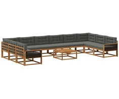 Lauko sofos komplektas 11 pcs Natūralus ir antracitas
