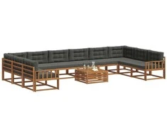 Lauko sofos komplektas 11 pcs Natūralus ir antracitas