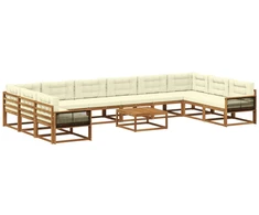 Lauko sofos komplektas 11 pcs Natūralus ir grietinėlė