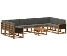 Lauko sofos komplektas 11 pcs Natūralus ir antracitas