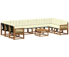 Lauko sofos komplektas 11 pcs Natūralus ir grietinėlė