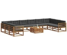 Lauko sofos komplektas 11 pcs Natūralus ir antracitas