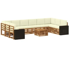 Lauko sofos komplektas 11 pcs Natūralus ir grietinėlė