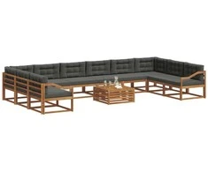 Lauko sofos komplektas 11 pcs Natūralus ir antracitas