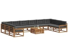 Lauko sofos komplektas 11 pcs Natūralus ir antracitas