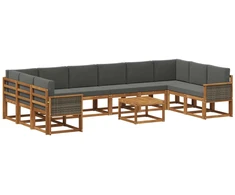 Lauko sofos komplektas 11 pcs Natūralus ir antracitas