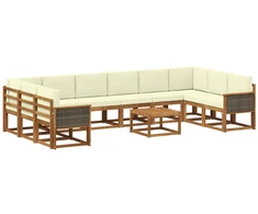 Lauko sofos komplektas 11 pcs Natūralus ir grietinėlė