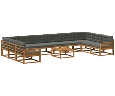 Lauko sofos komplektas 11 pcs Natūralus ir antracitas