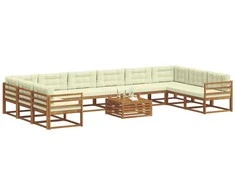 Lauko sofos komplektas 11 pcs Natūralus ir grietinėlė