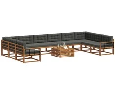Lauko sofos komplektas 11 pcs Natūralus ir antracitas