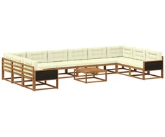 Lauko sofos komplektas 11 pcs Natūralus ir grietinėlė