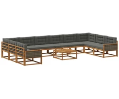 Lauko sofos komplektas 11 pcs Natūralus ir antracitas