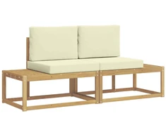 Lauko sofos komplektas 2 pcs Balta ir kreminė Poliesteris